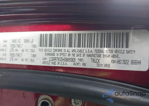 2017 Ram 1500 Tradesman 4X4 5'7 Box from USA, damaged, VIN 1C6RR7KG5HS809369